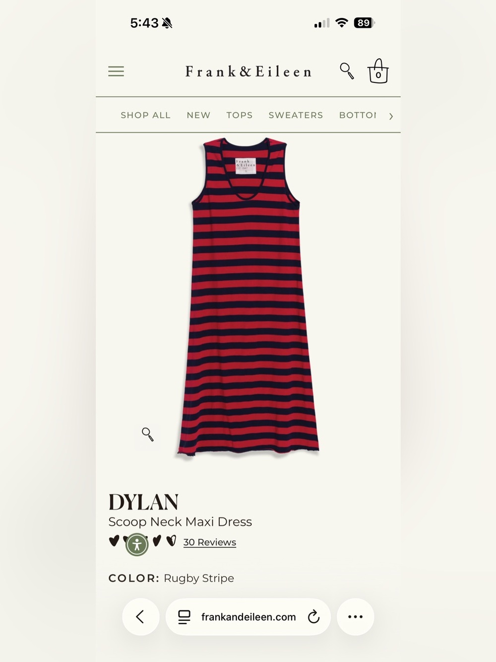 Frank & Eileen Red Navy Striped Maxi Dress ptp 21-23 length 50 retails $218